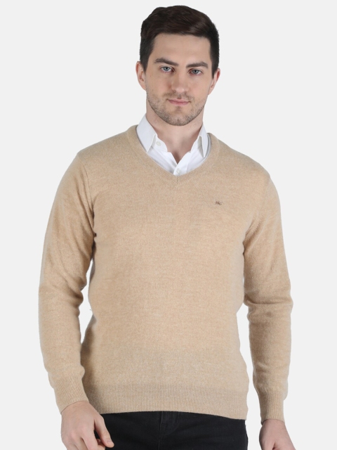 

Monte Carlo Men Beige Solid Pure Wool Pullover