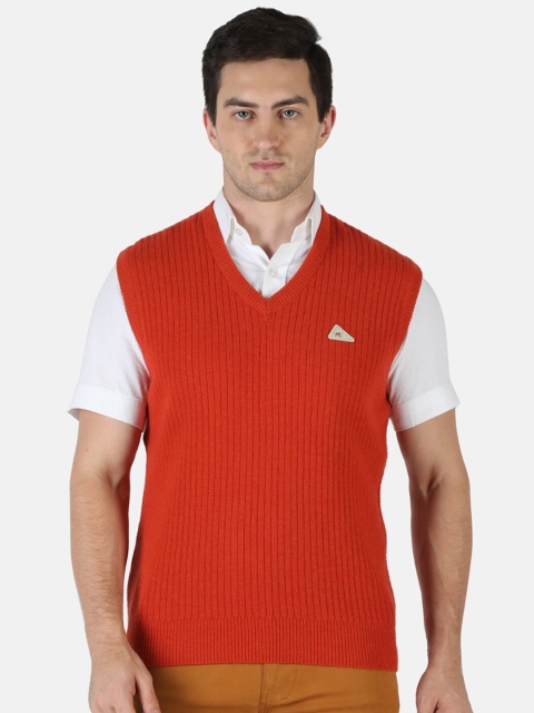 

Monte Carlo Men Orange Solid Pure Wool Sweater Vest