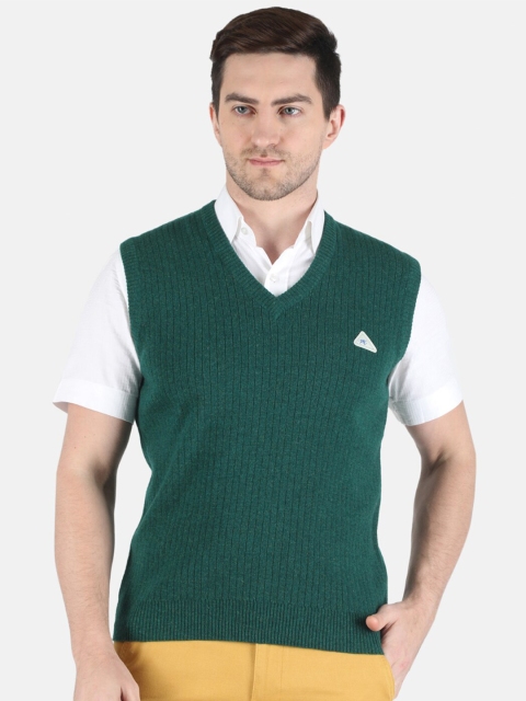 

Monte Carlo Men Green Solid Pure Wool Sweater Vest