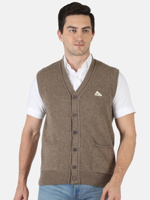 

Monte Carlo Men Beige Sleeveless Pure Wool Cardigan