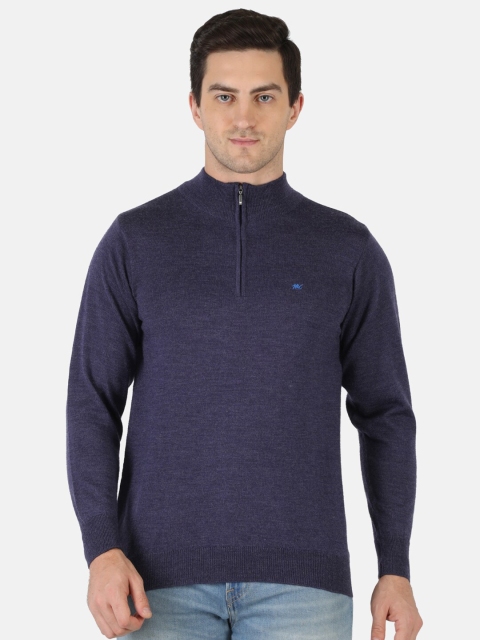 

Monte Carlo Men Purple Long Sleeves Pure Wool Pullover