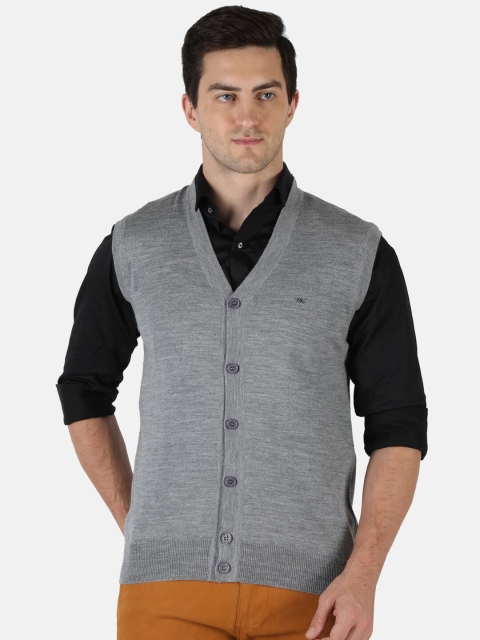 

Monte Carlo Men Grey Solid Pure Wool Cardigan