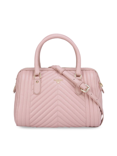 

Da Milano Pink Textured Structured Handheld Bag With Quilted