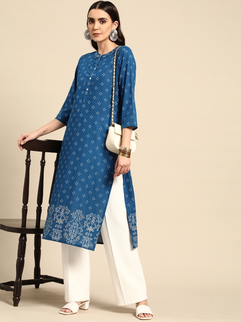 

Anouk Women Blue Bandhani Printed Kurta