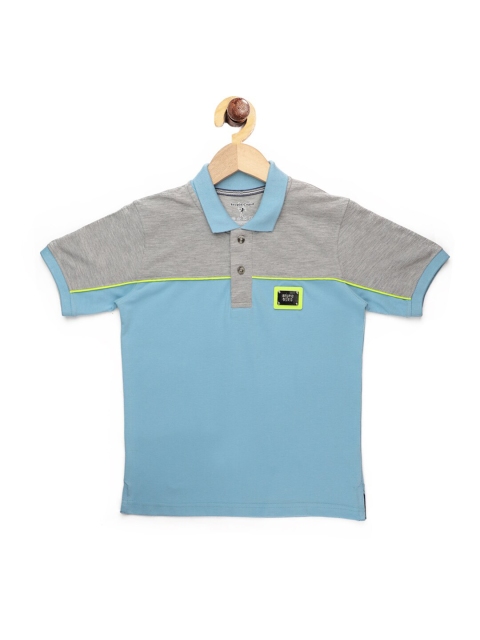 

Stupid Cupid Boys Blue & Grey Colourblocked Polo Collar T-shirt