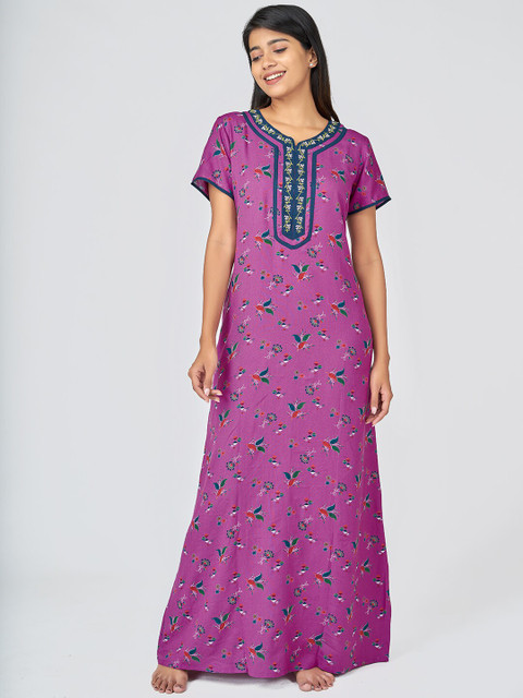 

Maybell Women Purple Printed Nightdress