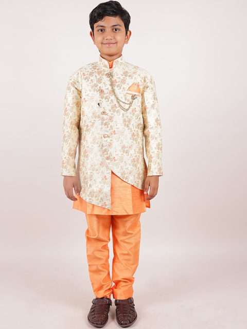 

Pothys Boys Orange Ethnic Motifs Printed Sherwani