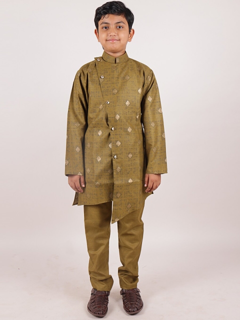 

Pothys Boys Olive Green Printed Sherwani