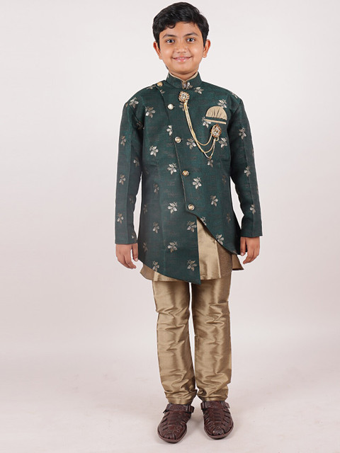 

Pothys Boys Green & Brown Cotton Sherwani