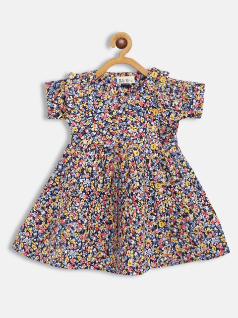 

Bella Moda Multicoloured Floral Fit & Flair Cotton Dress, Multi
