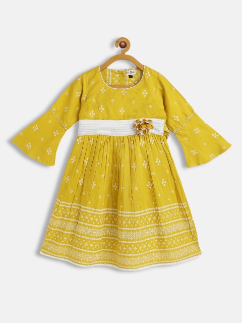 

Bella Moda Girls Yellow Printed Cotton Dress