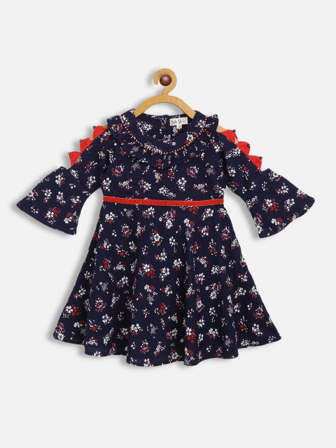 

Bella Moda Black Floral Cotton Fit & Flair Dress