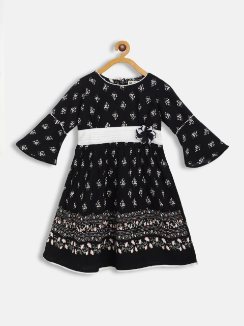 

Bella Moda Black Ethnic Motifs Cotton Fit & Flair Dress