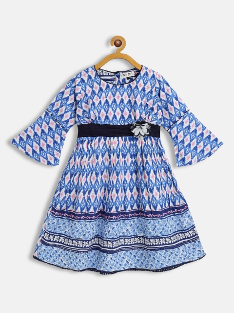 

Bella Moda Blue & White Fit & Flair Cotton Dress