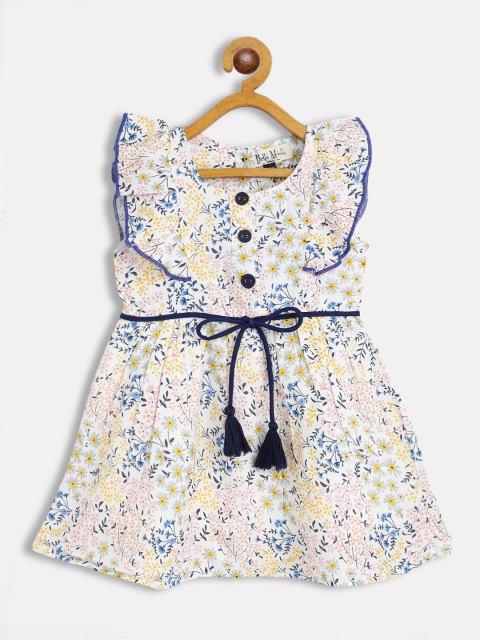 

Bella Moda White & Blue Floral Cotton Fit & Flair Dress