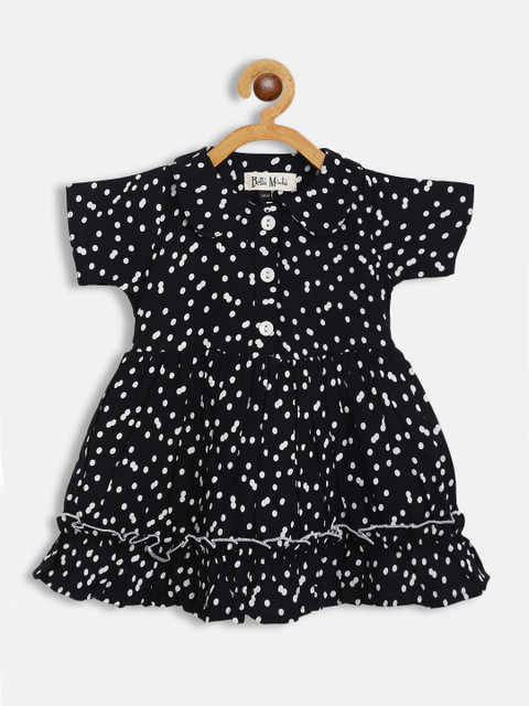 

Bella Moda Black & White Peter Pan Collar Cotton Fit & Flair Dress