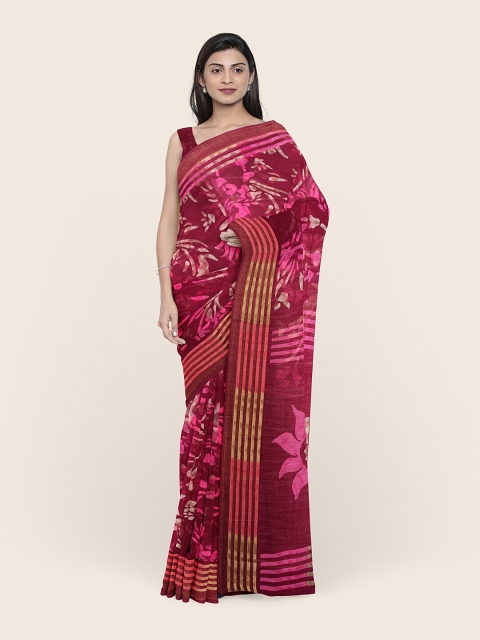 

Pothys Red & Pink Floral Printed Saree