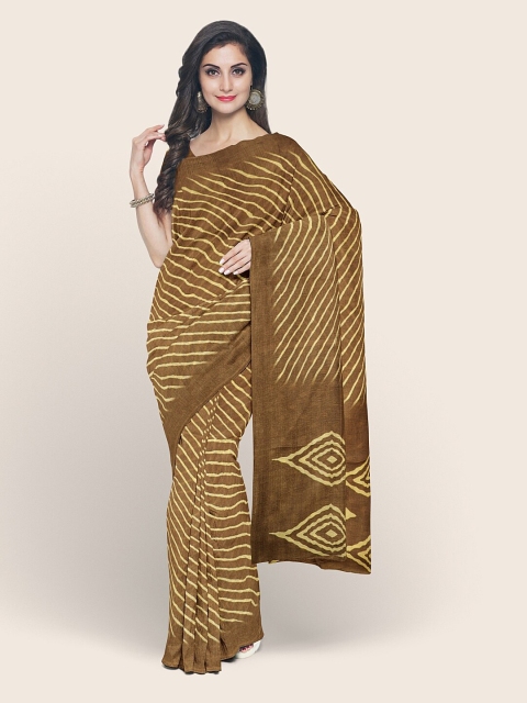 

Pothys Green & Cream Striped Printed Saree
