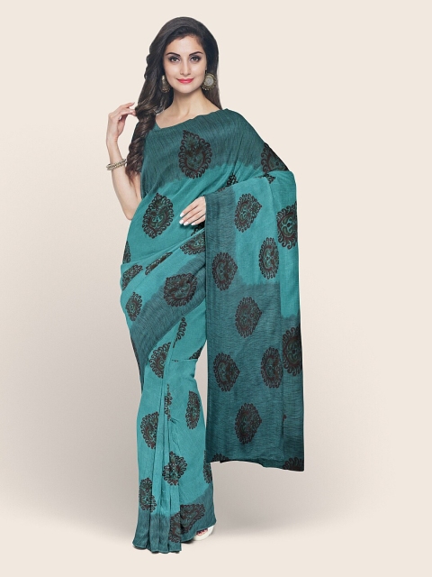 

Pothys Green & Black Ethnic Motifs Printed Saree