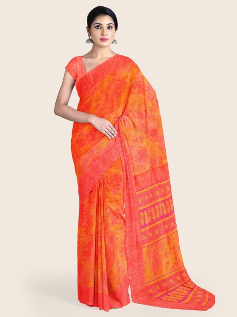 

Pothys Orange & Peach Ethnic Motifs Printed Saree
