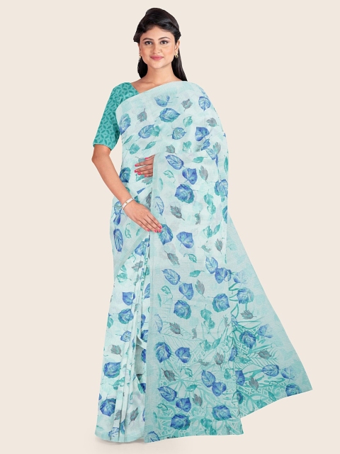 

Pothys Blue & White Floral Printed Saree