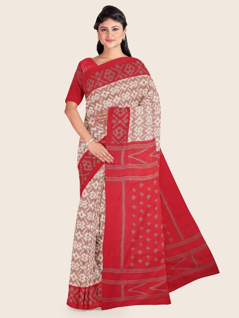 

Pothys Mauve & White Geometric Printed Cotton Blend Saree