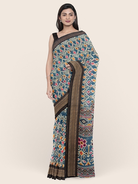 

Pothys Blue & Brown Printed Saree