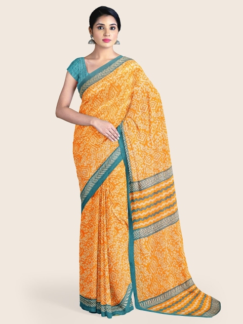 

Pothys Mustard & Blue Ethnic Motifs Saree