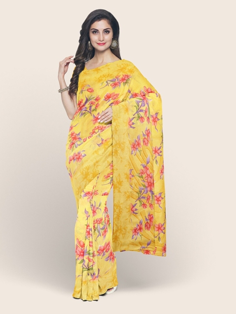 

Pothys Yellow Floral Printed Saree