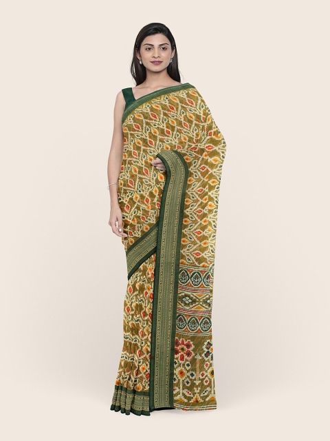 

Pothys Green & Yellow Ethnic Motifs Printed Saree