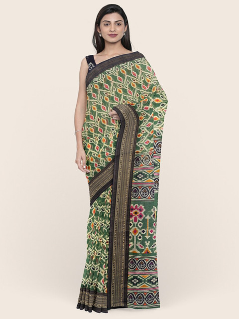 

Pothys Green & White Floral Printed Saree