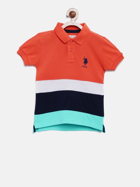 

U.S. Polo Assn. Kids Boys Orange Colourblocked Polo T-shirt