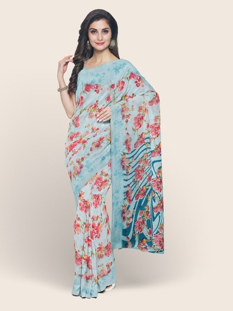 

Pothys Blue & Pink Floral Printed Saree