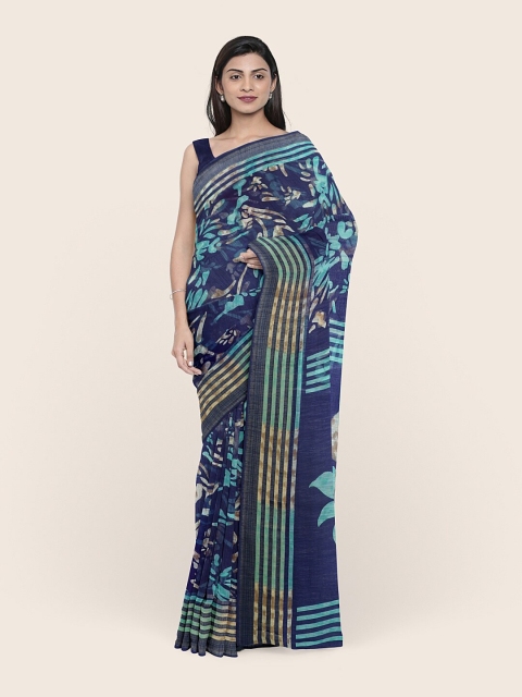 

Pothys Blue & Yellow Ethnic Motifs Printed Saree