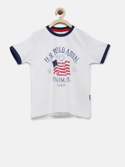 

U.S. Polo Assn. Kids Boys White Printed T-shirt