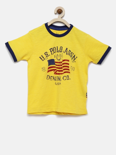 

U.S. Polo Assn. Kids Boys Yellow Printed T-shirt