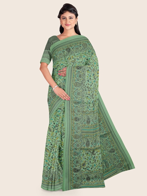 

Pothys Green & Grey Melange Ethnic Motifs Printed Saree