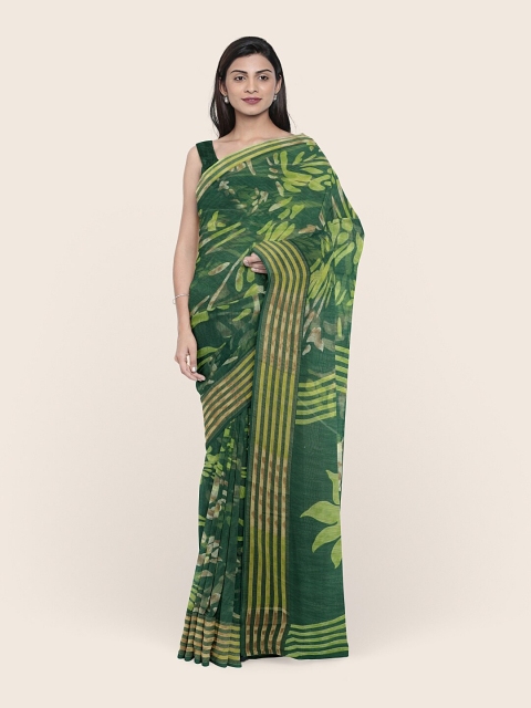 

Pothys Green Floral Printed Cotton Blend Saree