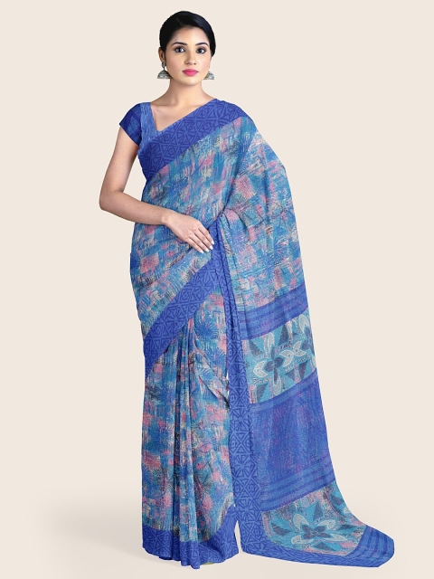 

Pothys Blue & White Floral Saree