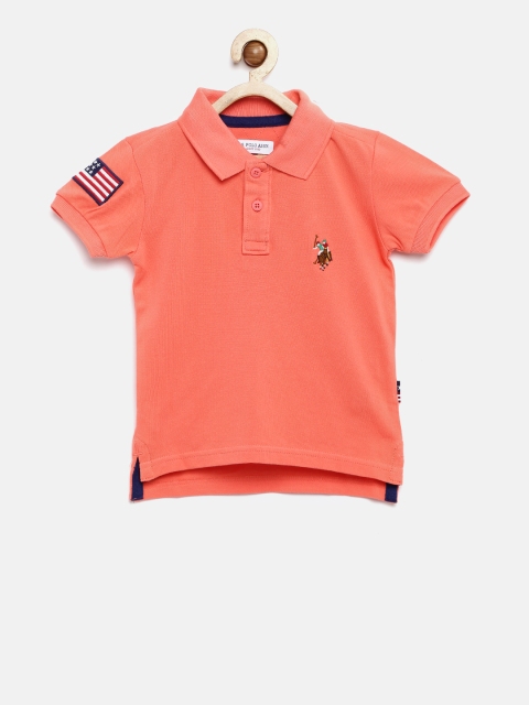 

U.S. Polo Assn. Kids Boys Peach Polo Pure Cotton T-shirt