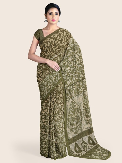 

Pothys Green & Beige Printed Cotton Blend Saree