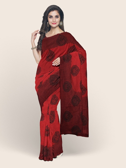 

Pothys Maroon Ethnic Motifs Cotton Blend Saree