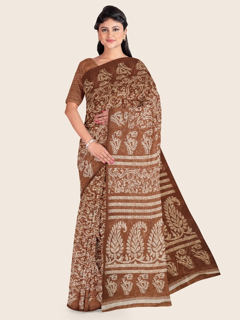 

Pothys Brown & Off White Paisley Printed Saree