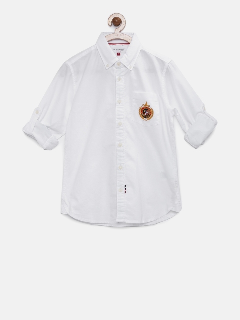 

U.S. Polo Assn. Kids Boys White Regular Fit Solid Casual Shirt