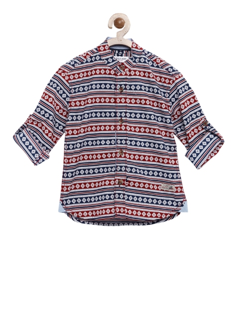 

U.S. Polo Assn. Kids Boys Navy & Red Printed Casual Shirt, Navy blue