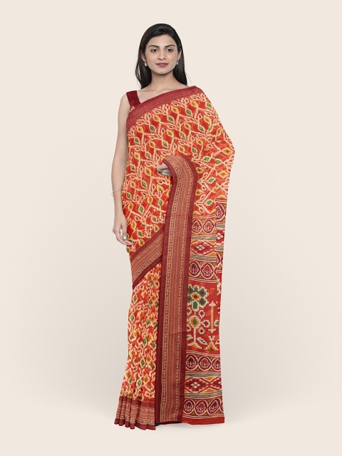 

Pothys Rust & White Floral Printed Saree