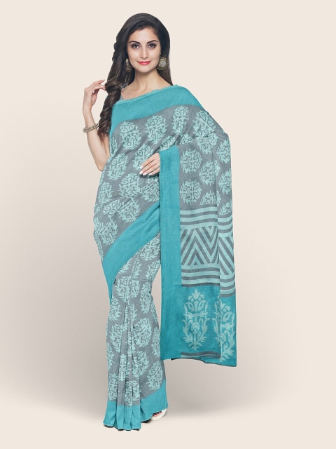 

Pothys Blue & Grey Ethnic Motifs Printed Saree