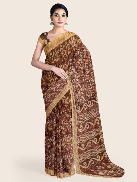 

Pothys Brown & Beige Printed Cotton Blend Saree