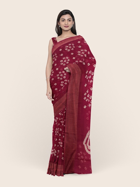 

Pothys Purple & Off-white Bandhani Printed Saree