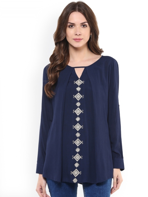 

Taurus Women Blue Solid Regular Top